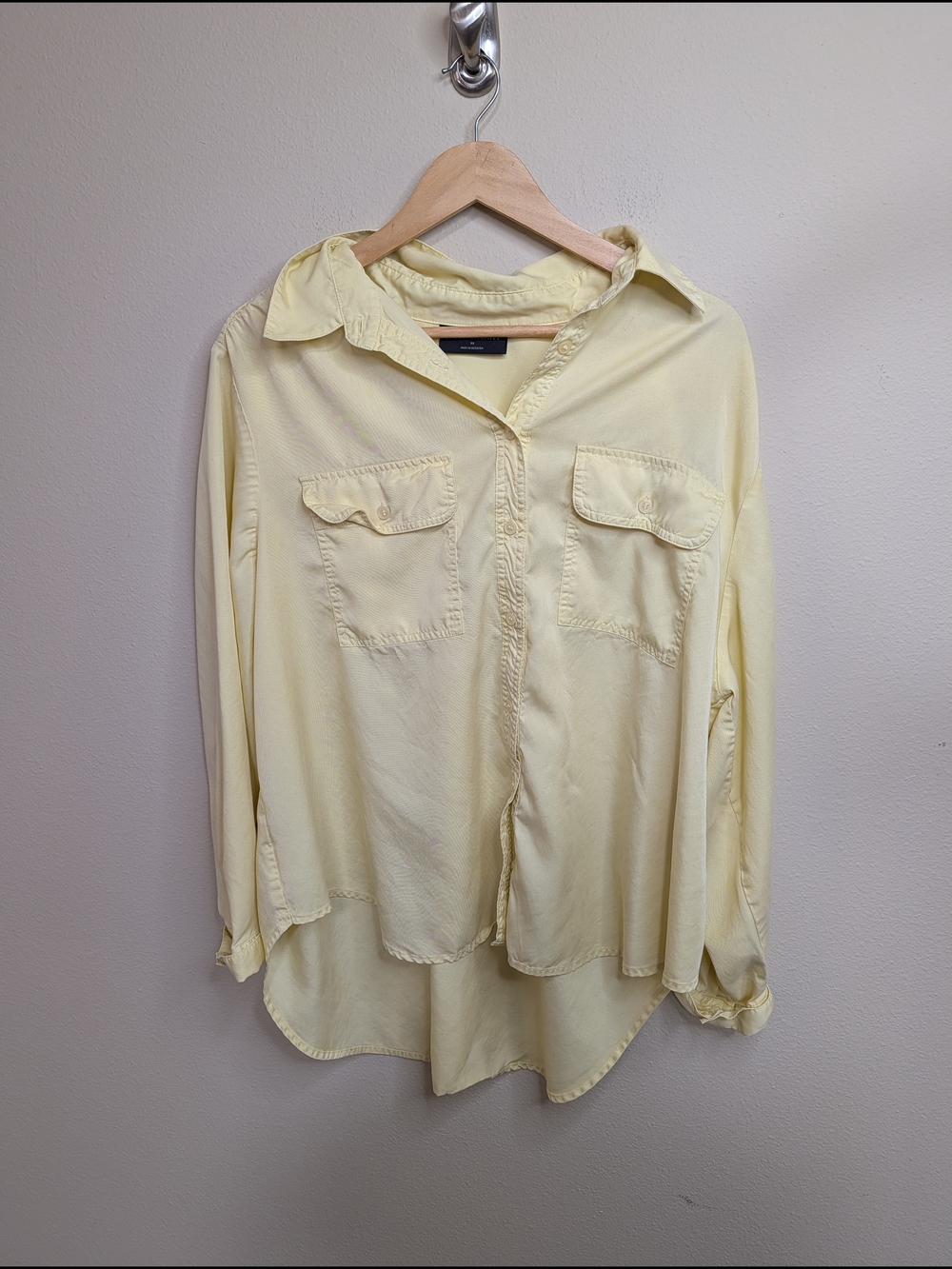 Lane‎ Bryant Button Down Shirt Size 22 Butter Yellow Lyocell Utility Plus